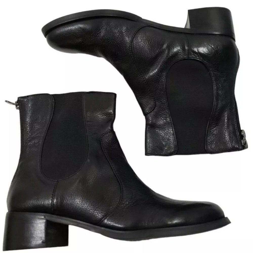 Etienne Aigner Black Leather Ankle Boots Size 8.5 M